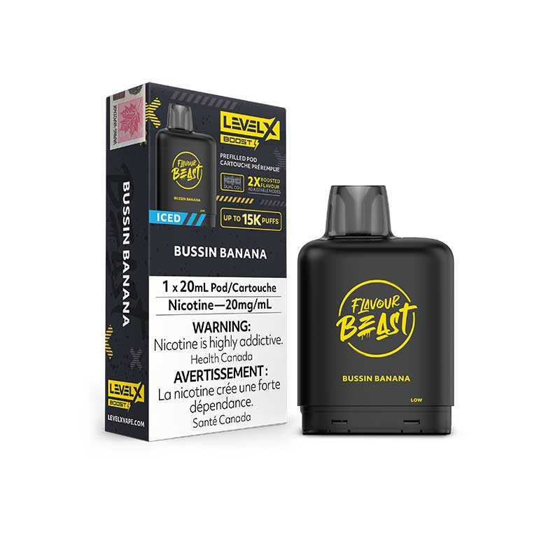 Flavour Beast Level X Boost Pod Bussin Banana Iced 15k puffs