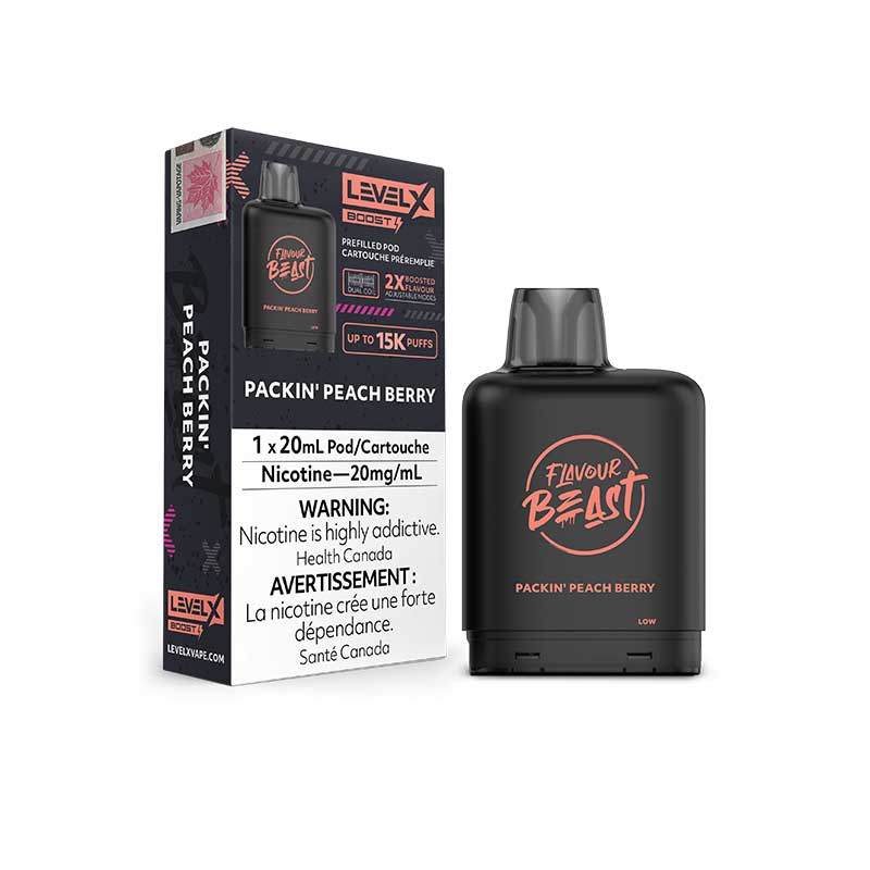 Flavour Beast Level X Boost Pod Packin' Peach Berry 15k puffs