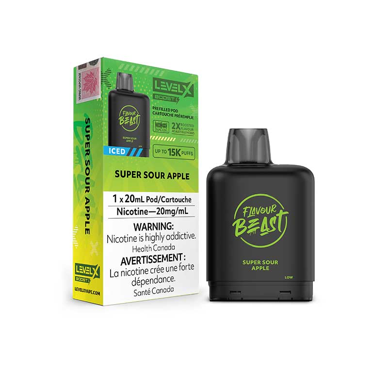 Flavour Beast Level X Boost Pod Super Sour Apple Iced 15k puffs