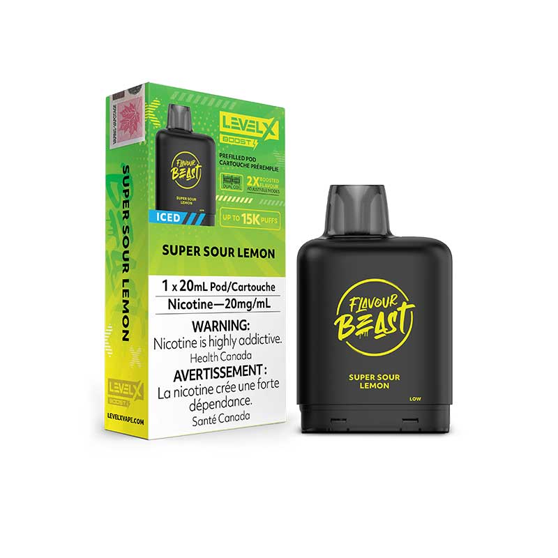 Flavour Beast Level X Boost Pod Super Sour Lemon Iced 15k puffs