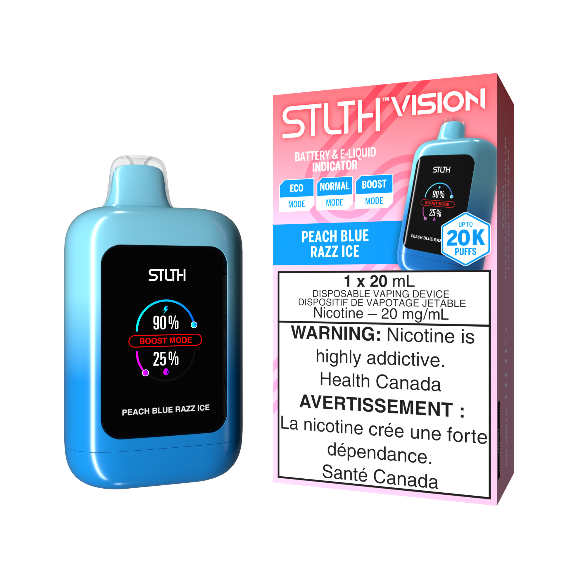 Stlth Vision Peach Blue Razz Ice 20k